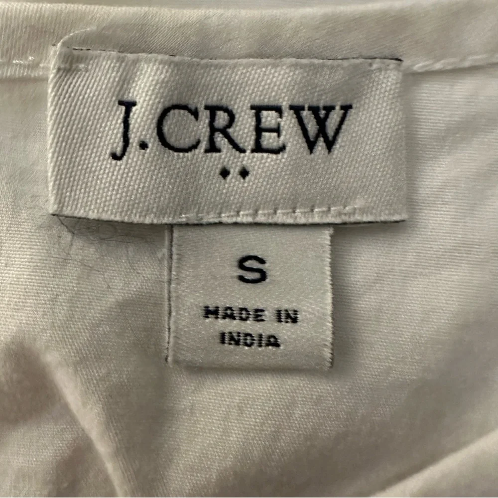 J. Crew embroidered flutter sleeve top white with blue scalloped sleeves Small - Picture 9 of 12